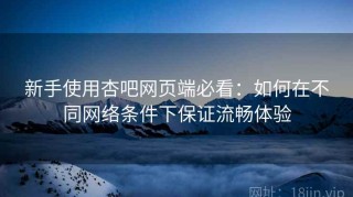 新手使用杏吧网页端必看：如何在不同网络条件下保证流畅体验