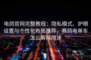 电鸽官网完整教程：隐私模式、护眼设置与个性化布局推荐，赛鸽电单车怎么解除限速