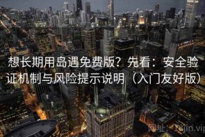 想长期用岛遇免费版？先看：安全验证机制与风险提示说明（入门友好版）