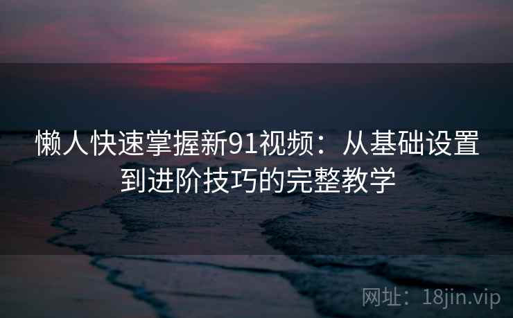 懒人快速掌握新91视频：从基础设置到进阶技巧的完整教学